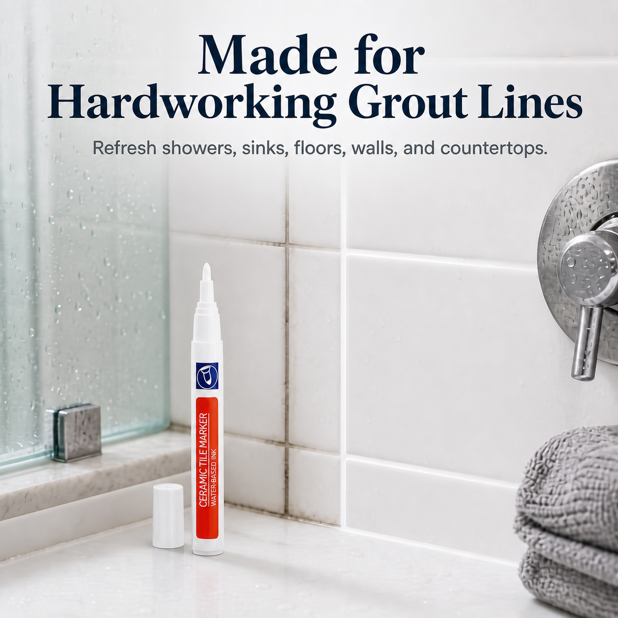Anti-mold waterproof grout repair pen made for hardworking grout lines