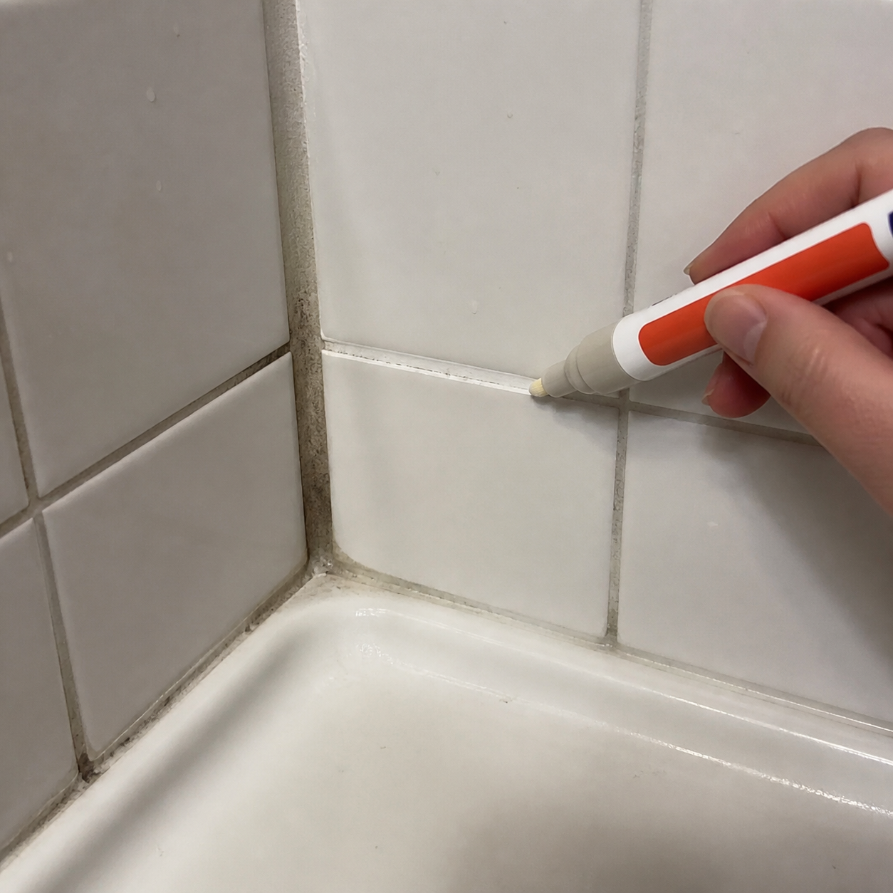 Customer shower tile grout repair photo