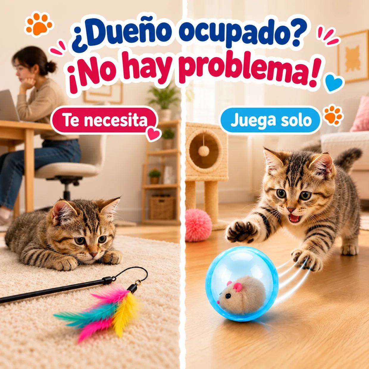 Sets de juego de pelota autorrodante para gatos y opciones de personajes