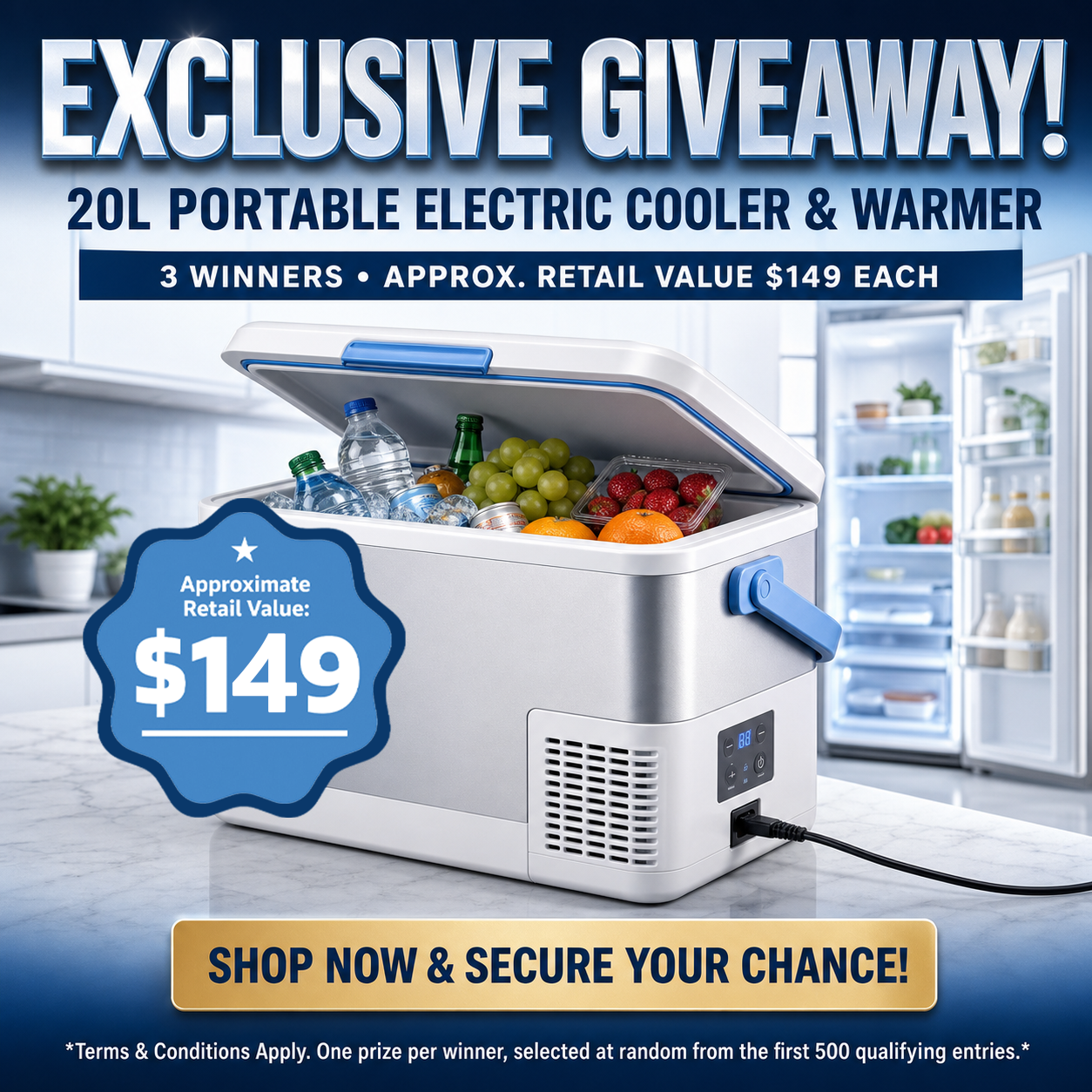 Exclusive giveaway for a 20L portable electric cooler and warmer