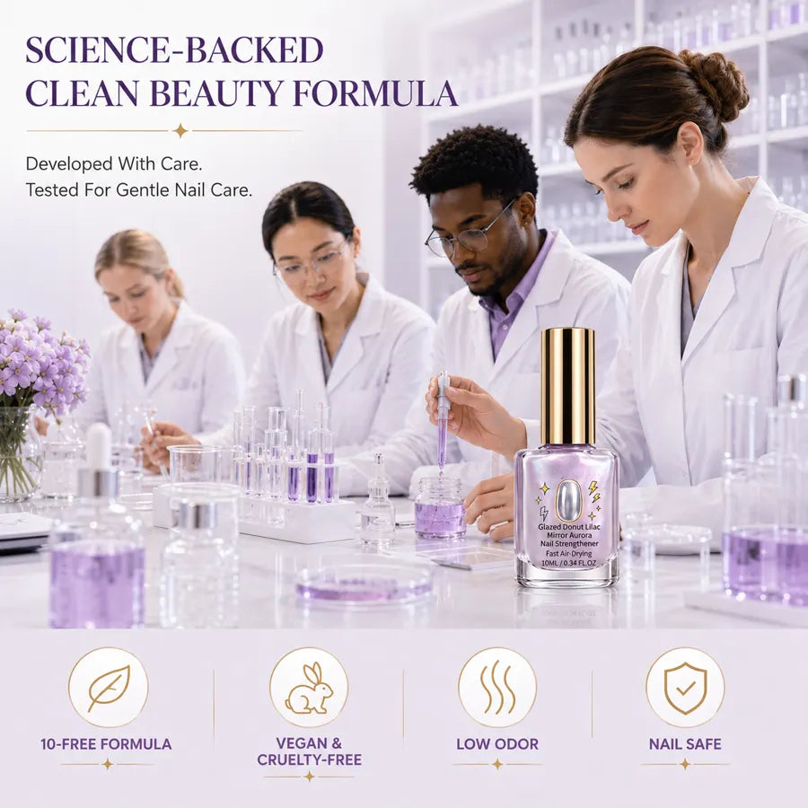 Science-backed clean beauty formula for lilac nail strengthener