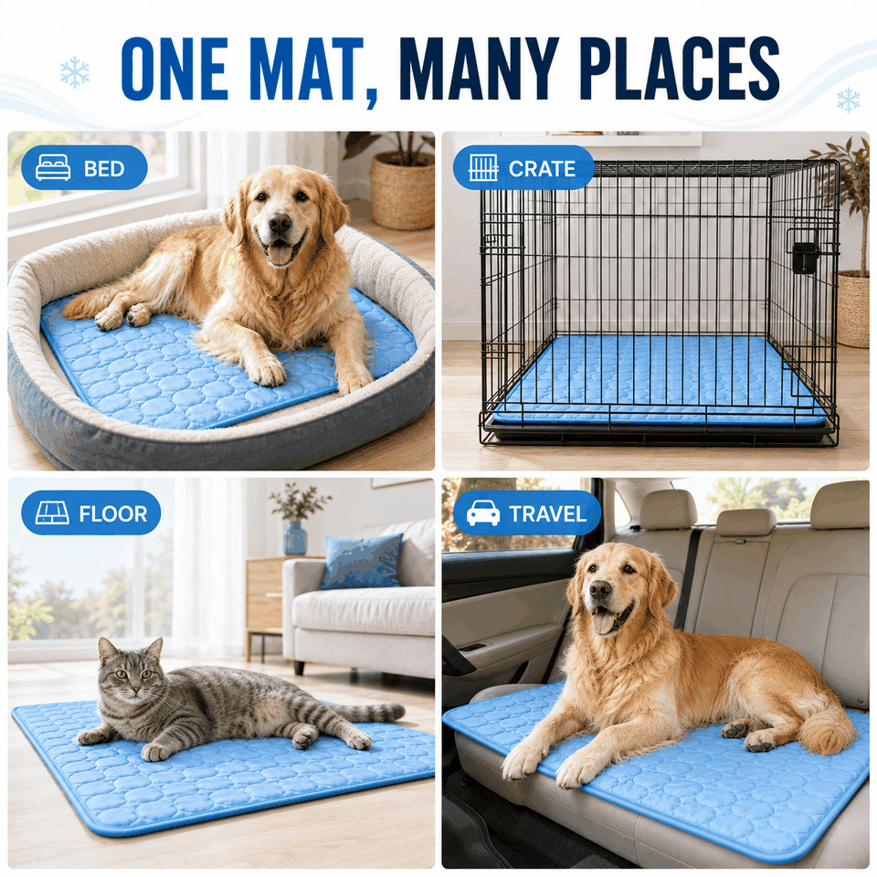 Cooling Pet Mat one mat for beds crates floors and travel