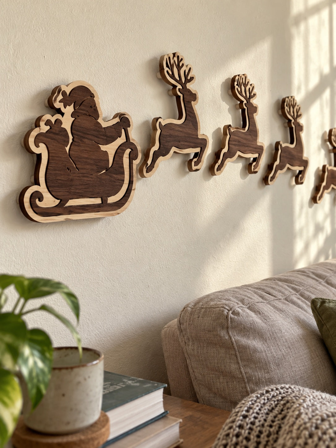 Wooden Christmas silhouette during daytime