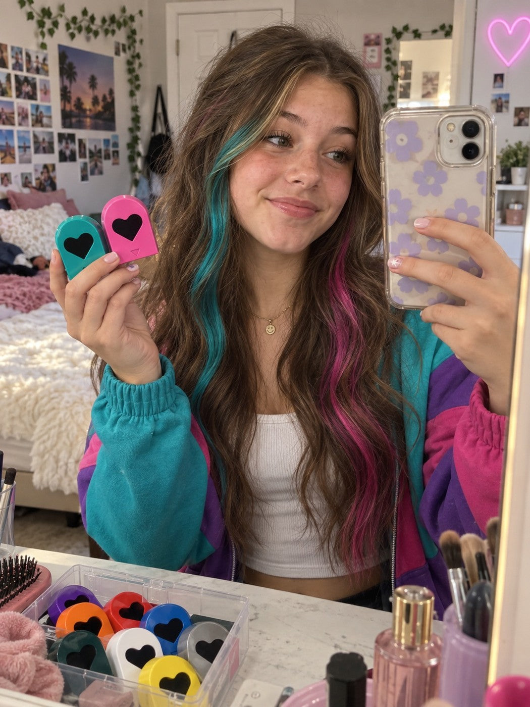 Customer review photo for colorful streaks matched to an outfit