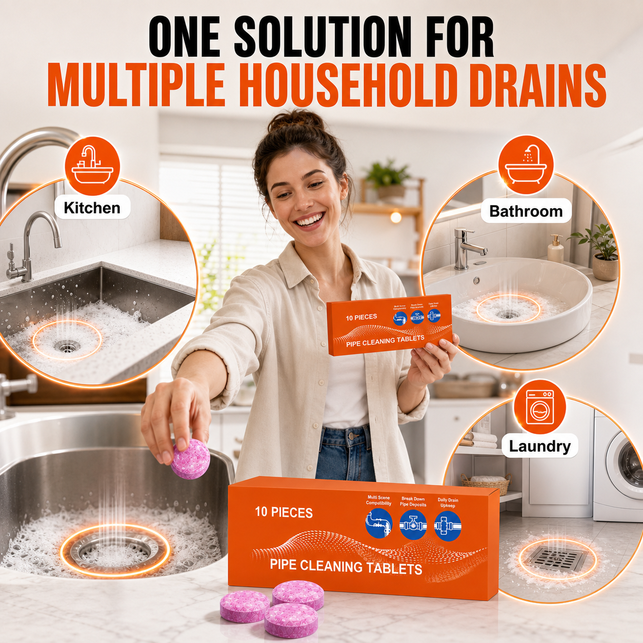 One solution for multiple household drains