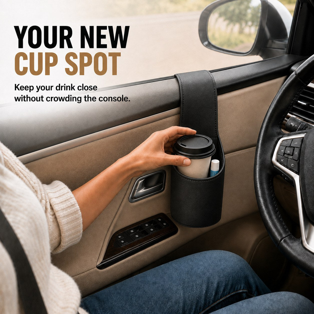 Tavelyq car door pocket creating a new cup spot