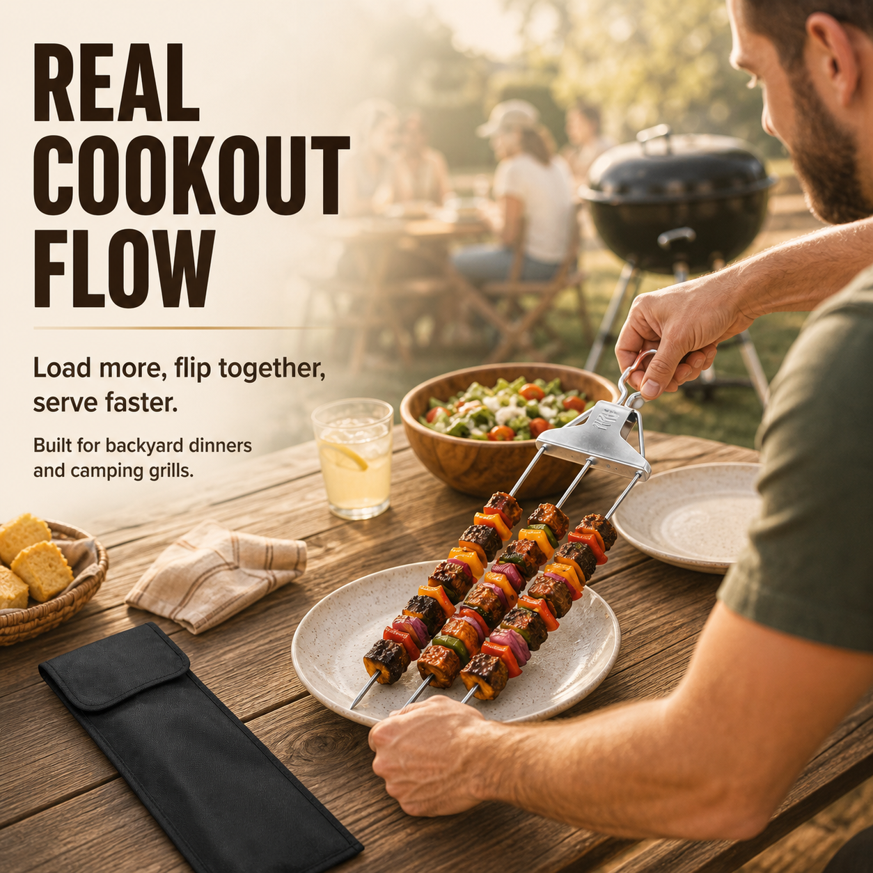 real cookout flow load more flip together serve faster