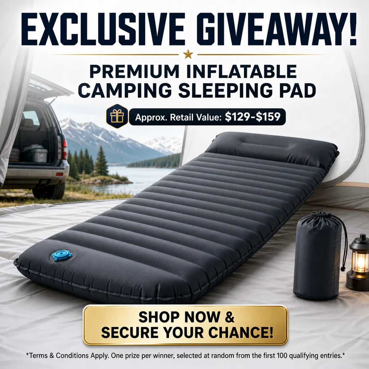 Exclusive giveaway premium inflatable camping sleeping pad poster