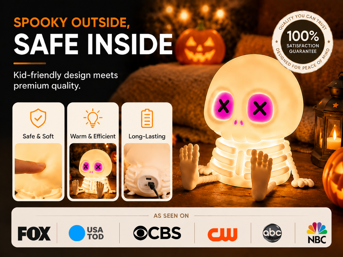 Spooky outside safe inside product trust graphic
