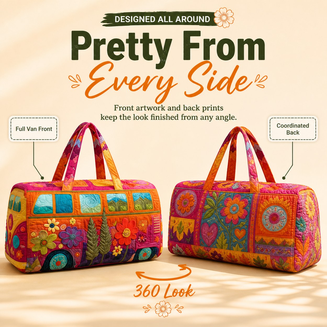 Hippie van and boho print detail
