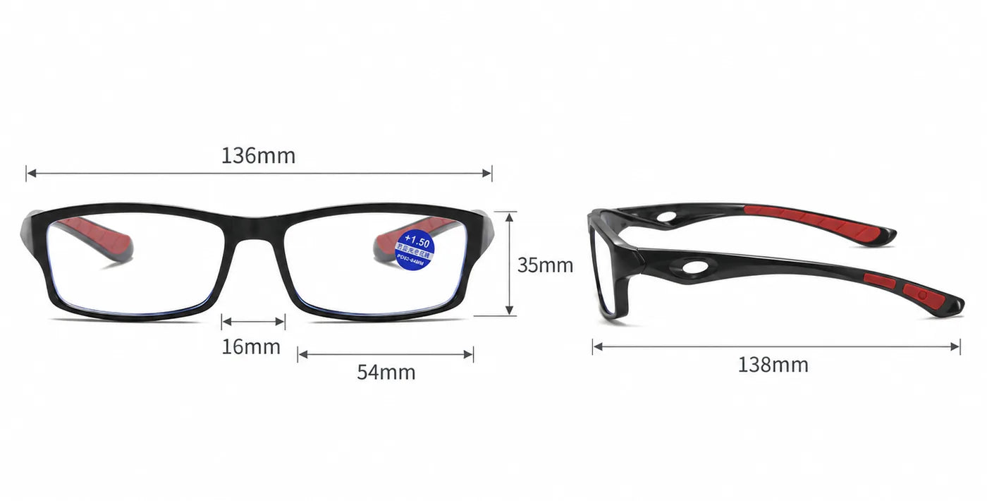 Ultra light anti-blue presbyopic glasses product dimensions