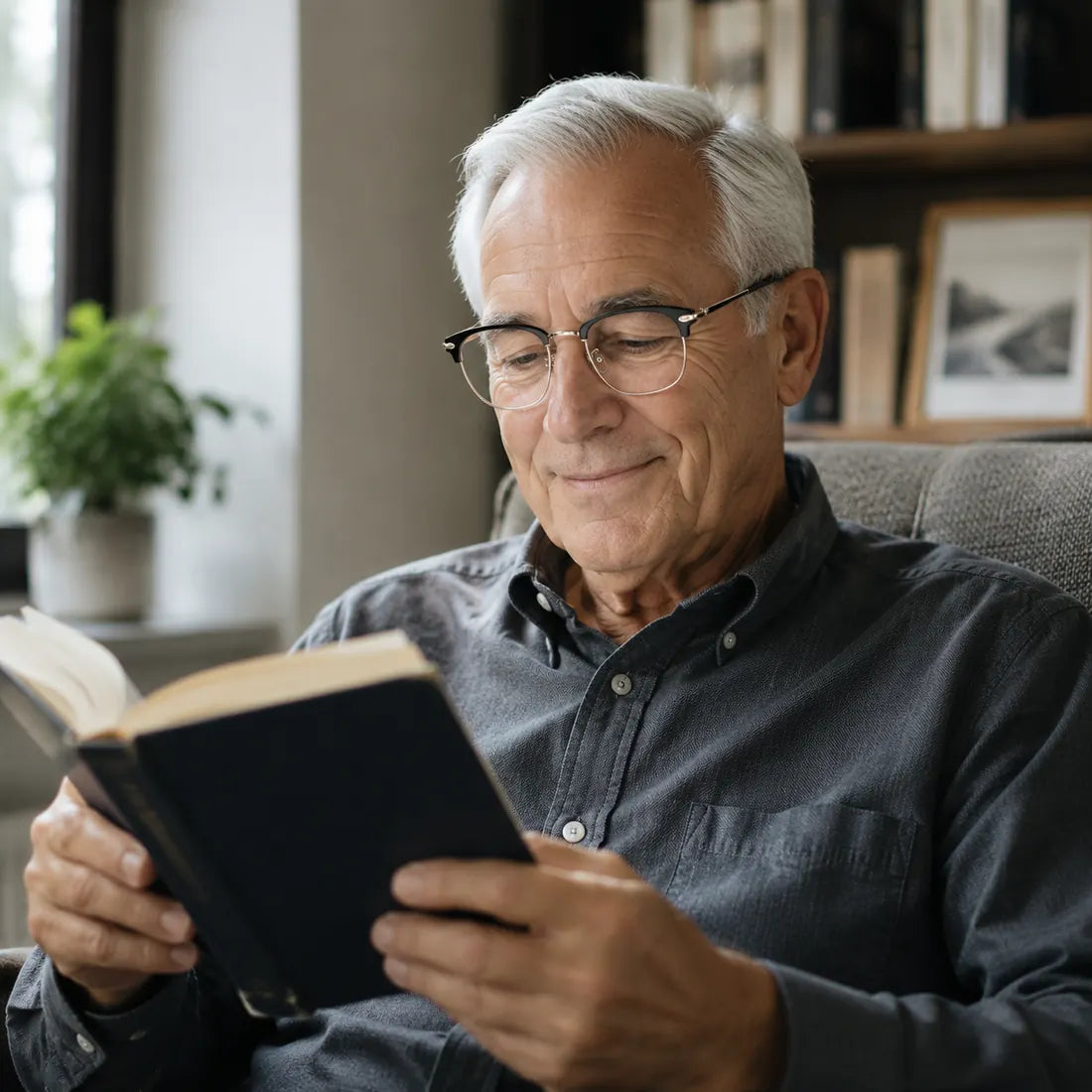 Comfortable reading with smart auto-focus blue-light glasses