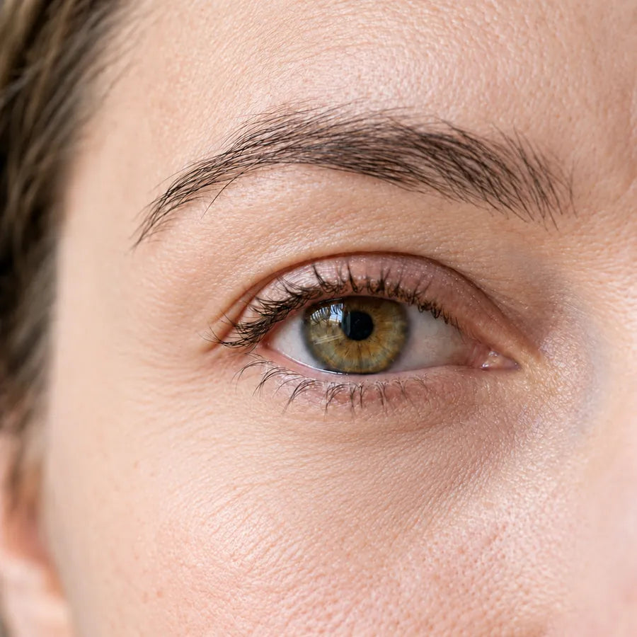 After under-eye area after cooling eye roller serum application