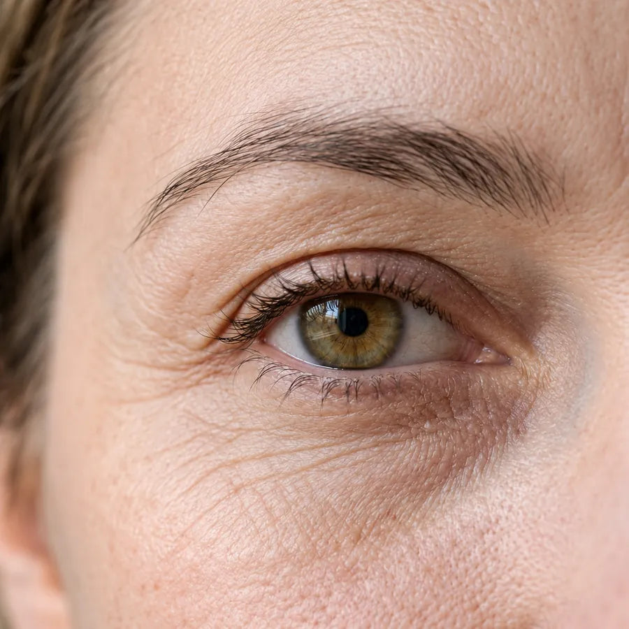 Before under-eye area before eye roller serum application