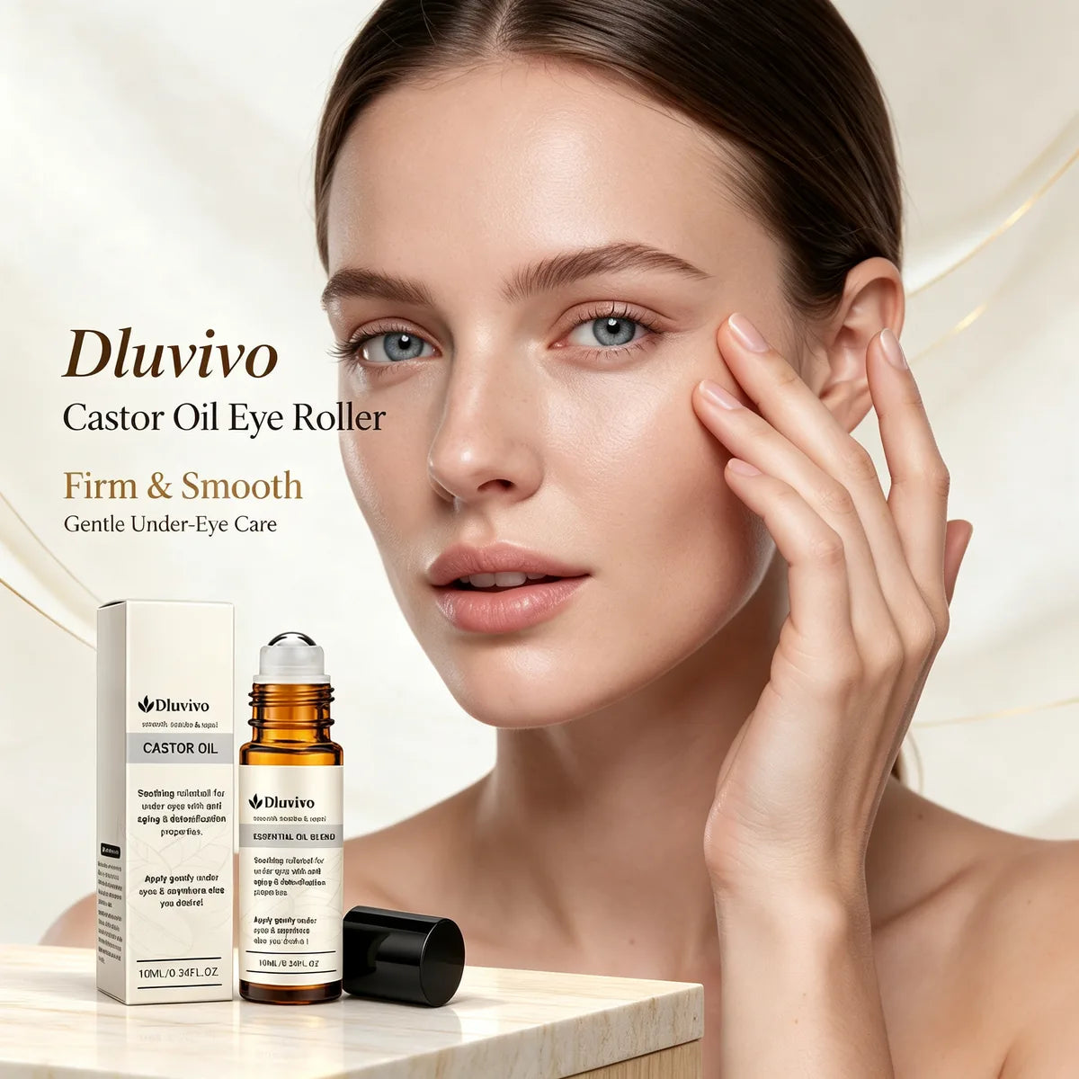 Dluvivo castor oil eye roller for firm and smooth gentle under-eye care