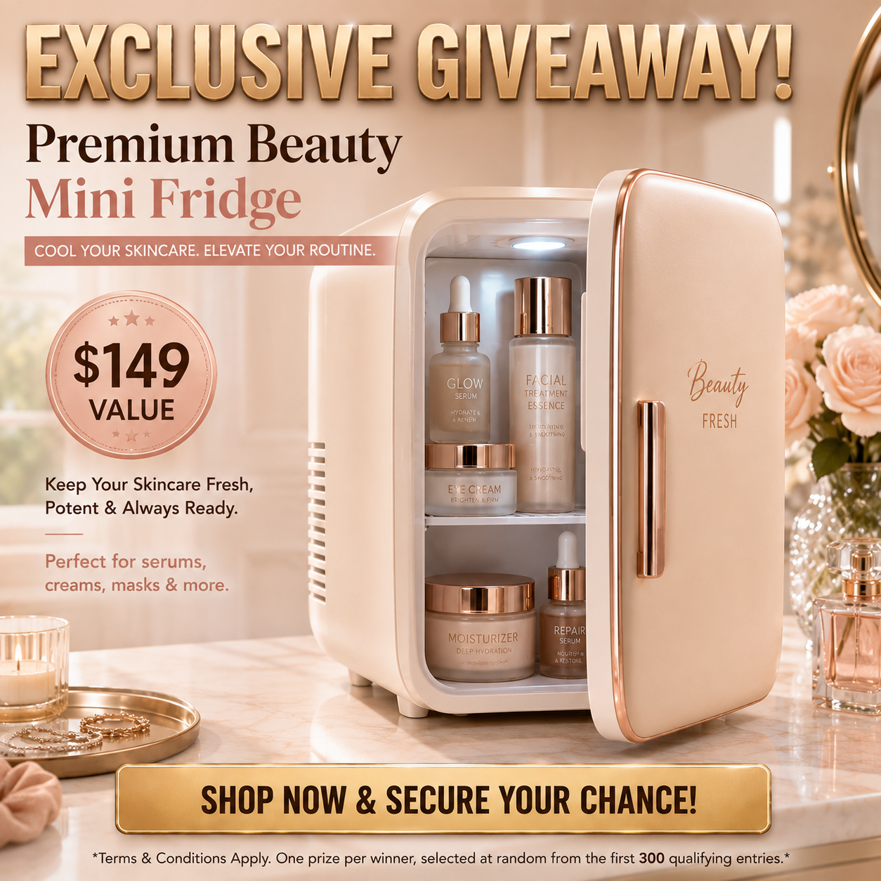 Exclusive giveaway premium LED travel vanity mirror graphic