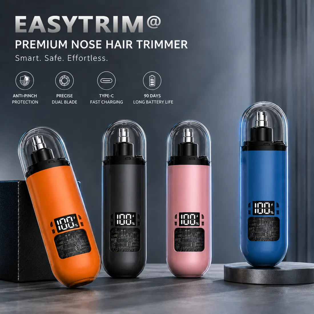 EasyTrim premium nose hair trimmer color options and core features