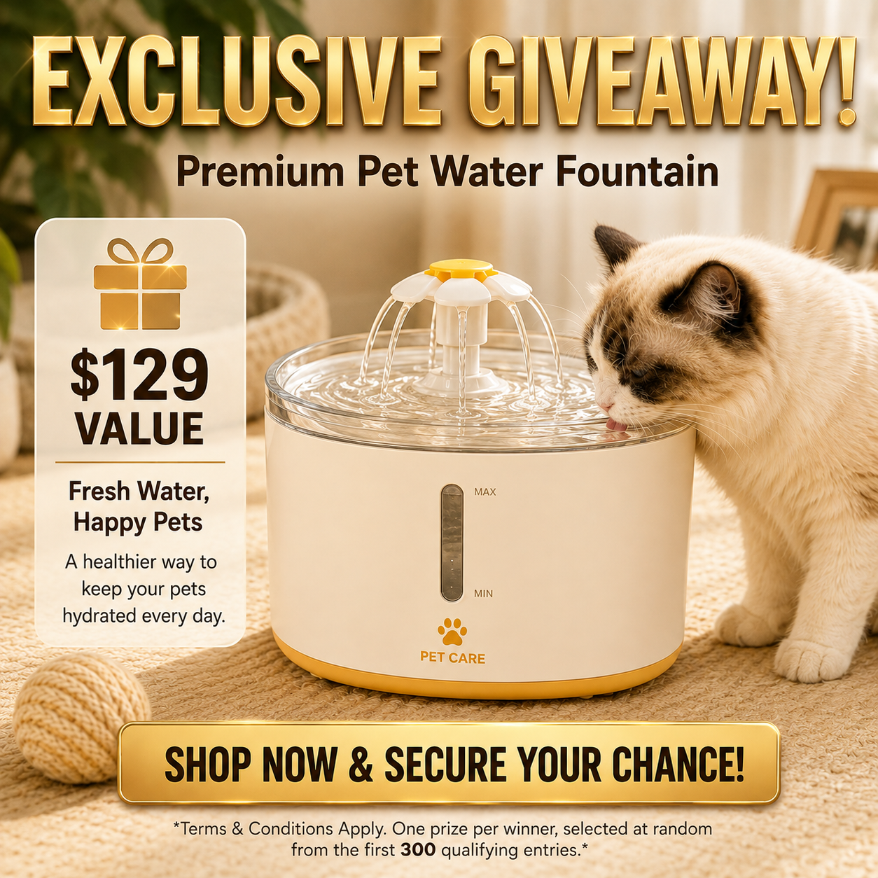 Exclusive giveaway pet water fountain promotional image