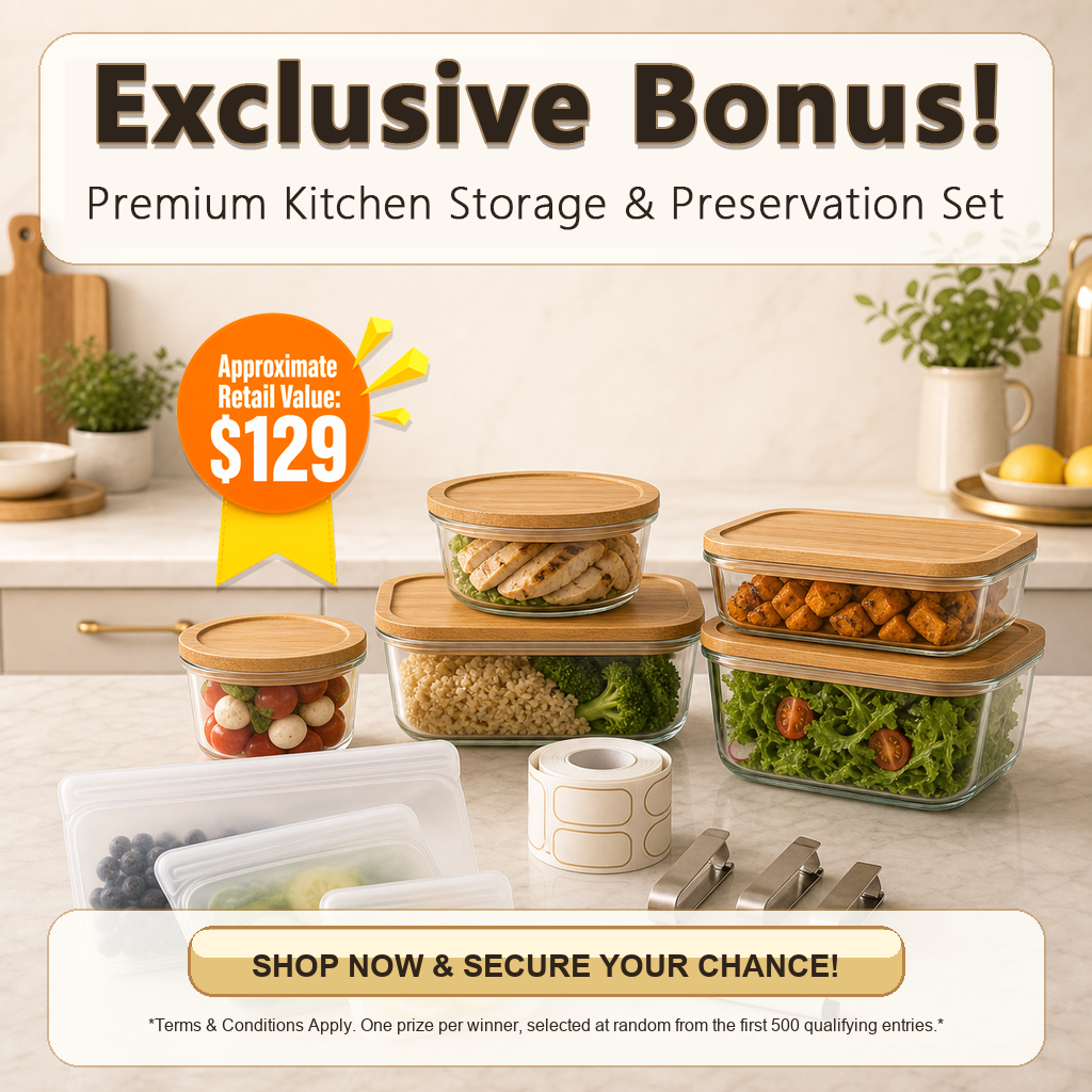 Exclusive bonus premium kitchen storage and preservation set giveaway poster