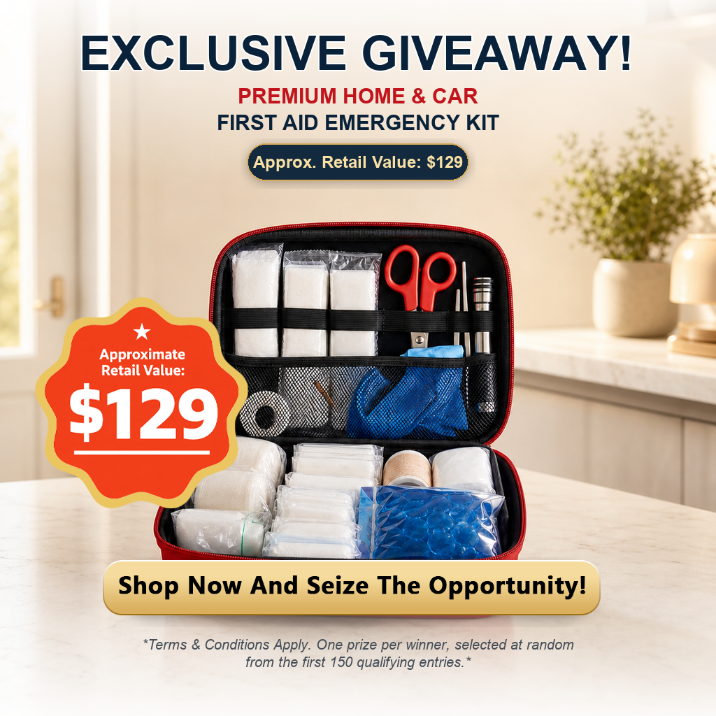 Exclusive giveaway premium home and car first aid emergency kit poster