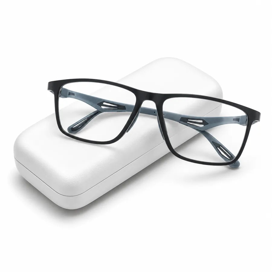 Gray and orange glasses frame