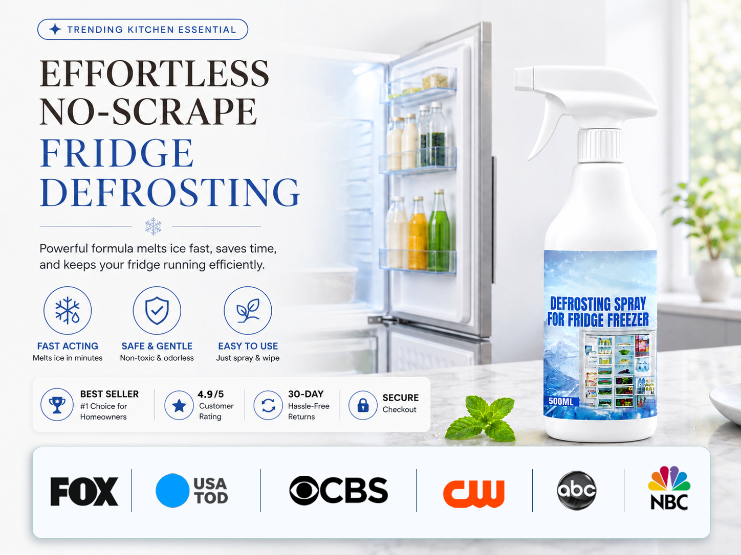 Hosday effortless no-scrape fridge defrosting product trust image