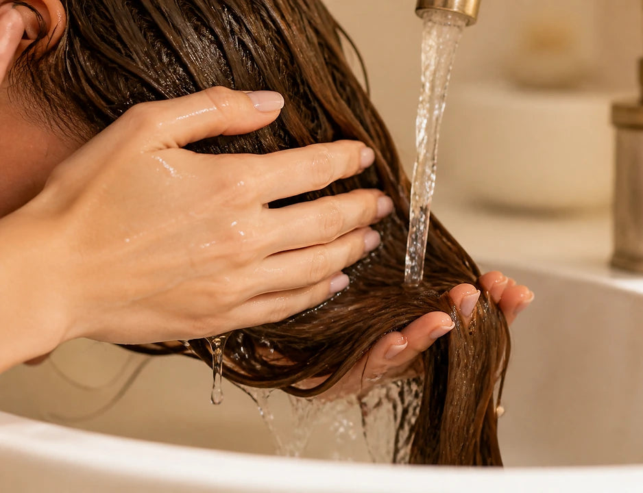 Rinsing Batana Oil from wet hair