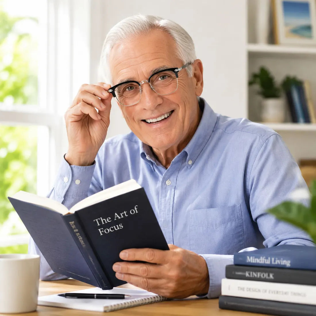 Comfortable daily reading with blue-light glasses