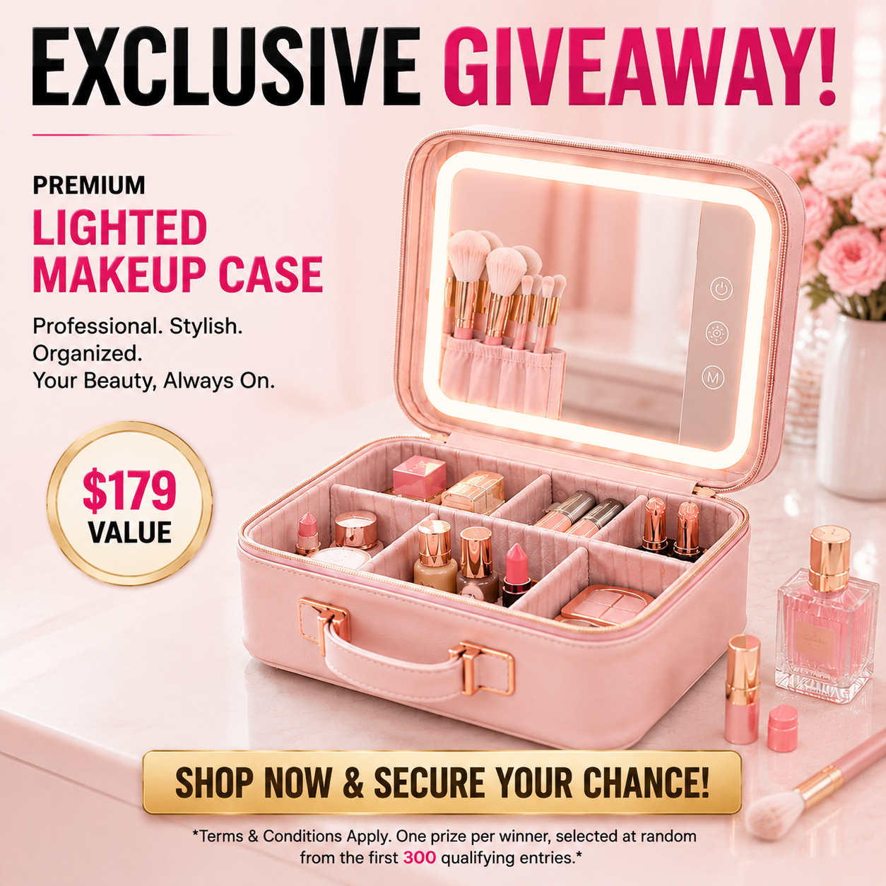 Exclusive giveaway lighted makeup case