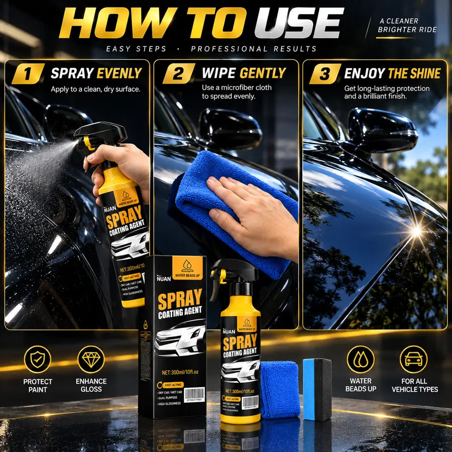 How to use nano car coating spray with spray wipe and shine steps