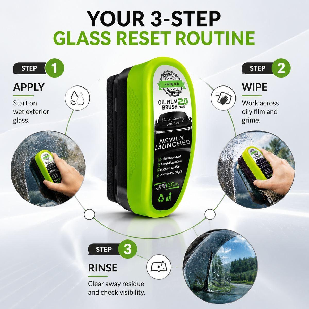 Oil Film Brush 2.0 three step glass reset routine