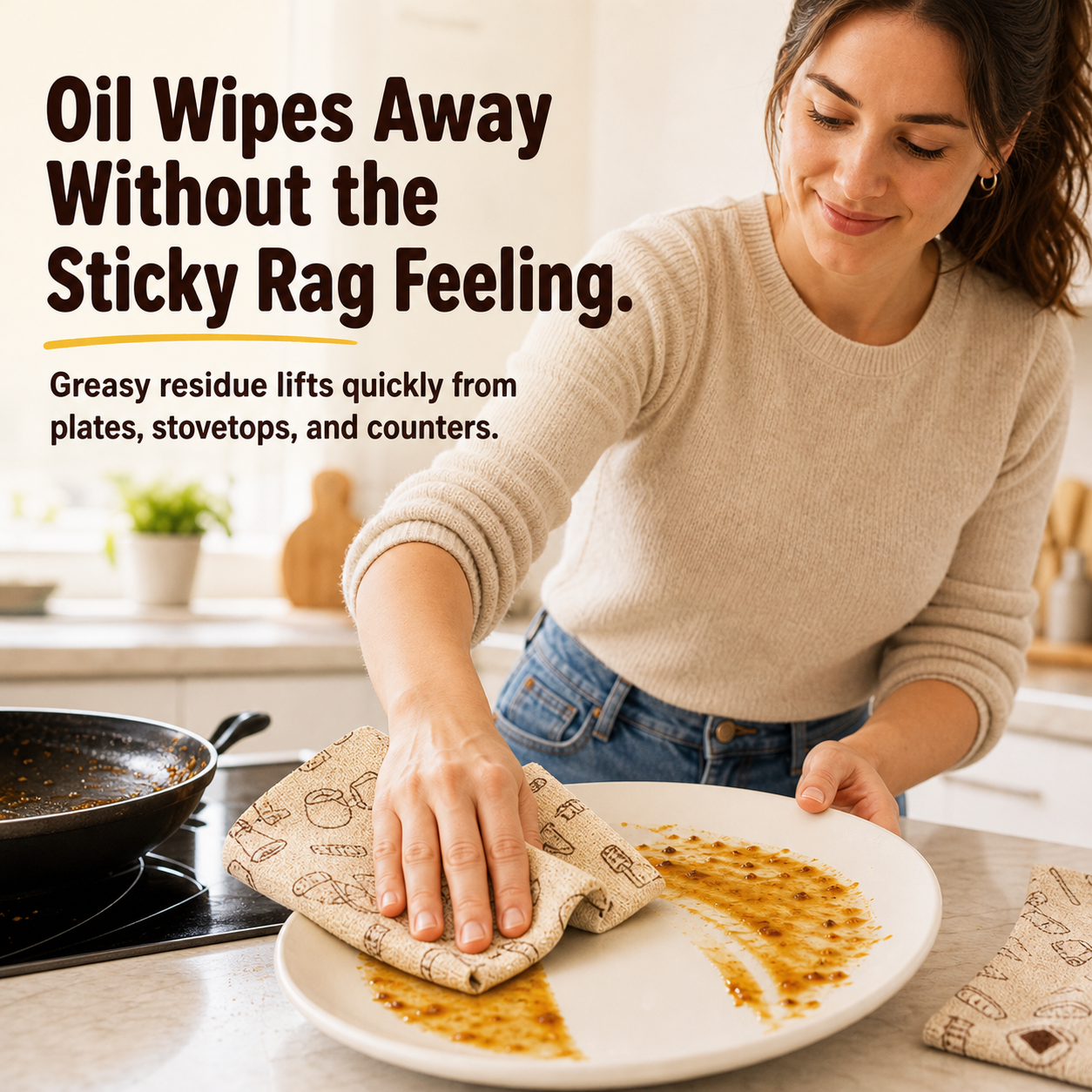 Oil wipes away from plates