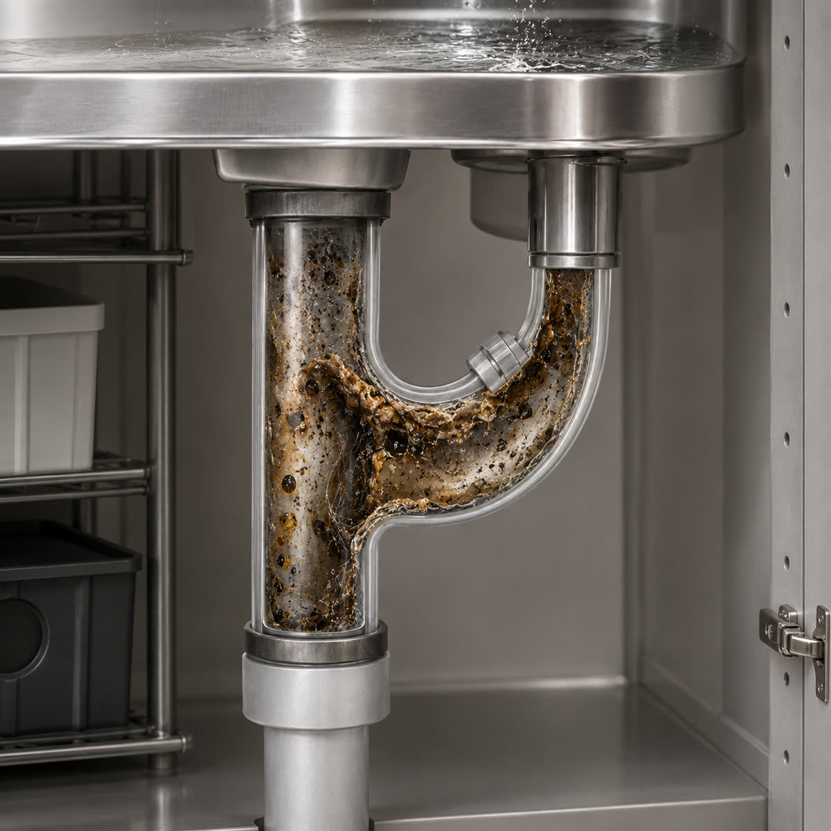 Pipe buildup before drain care