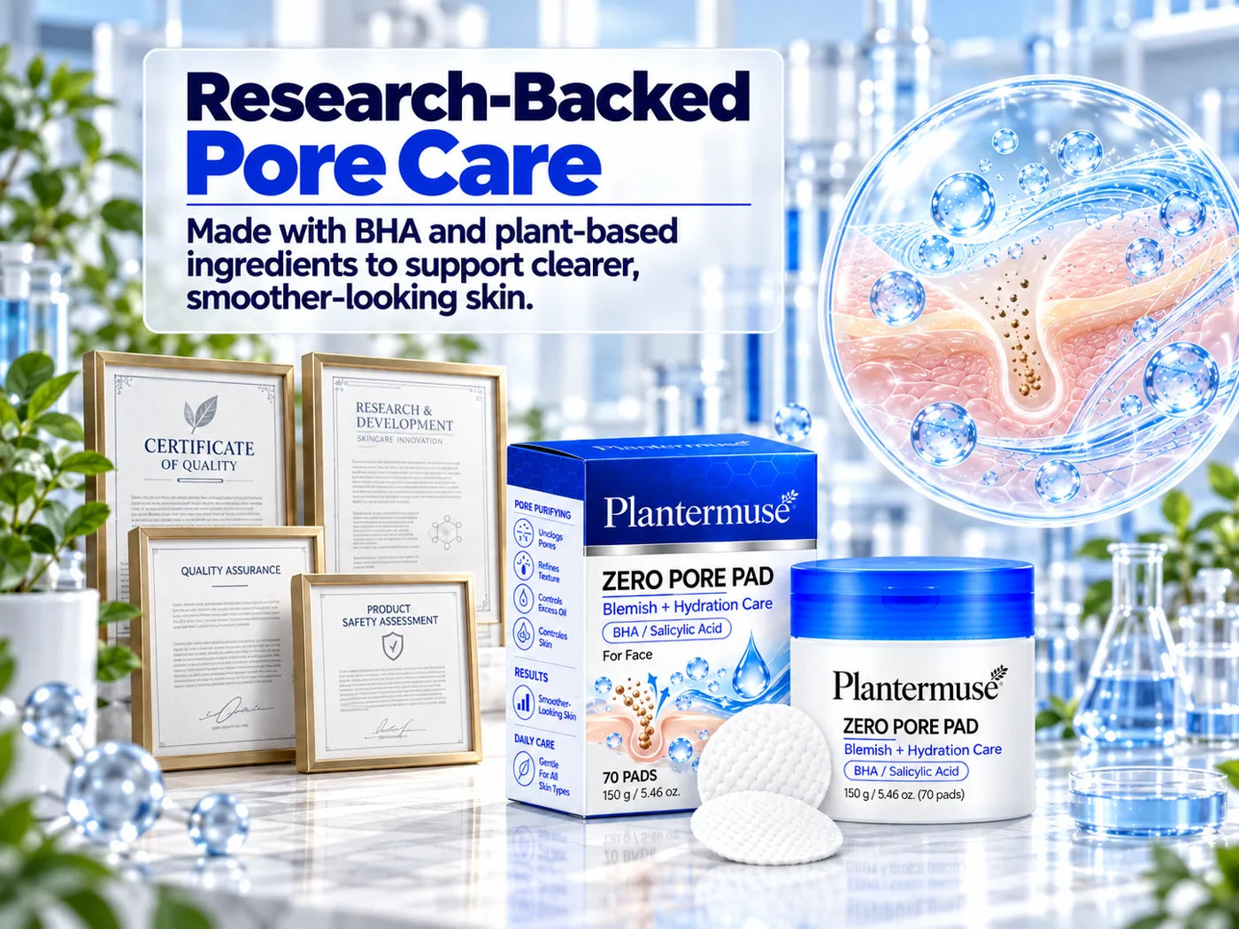 Plantermuse Zero Pore Pad research-informed pore-care presentation
