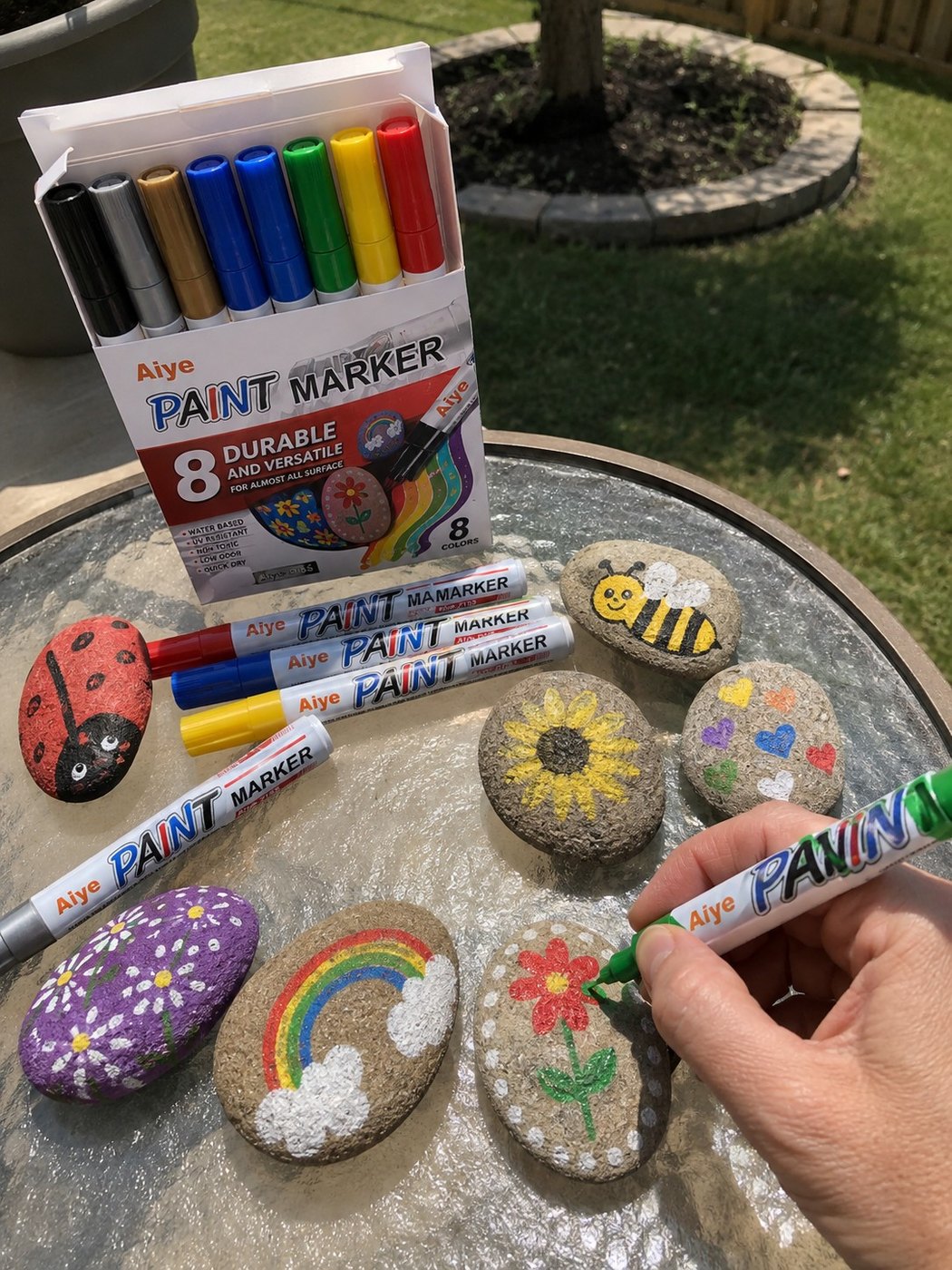 Placeholder painted stones with marker