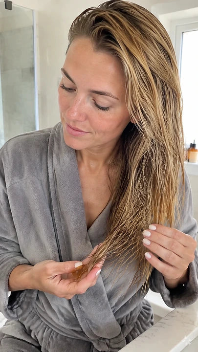 Close-up of thinning hair part