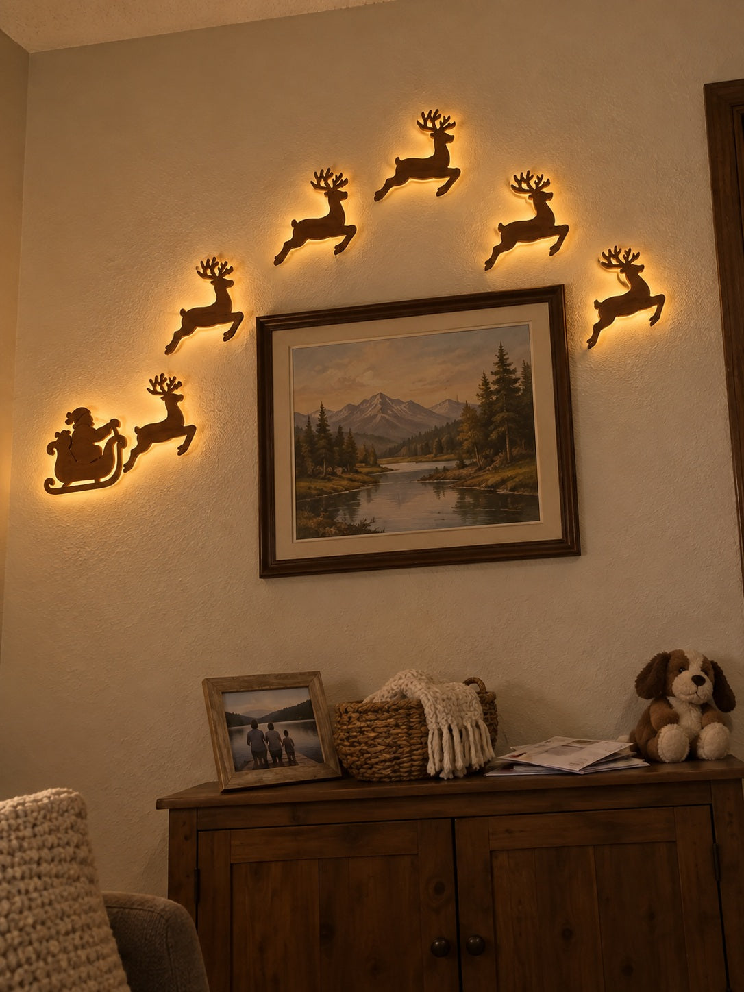 Six-reindeer and sleigh set