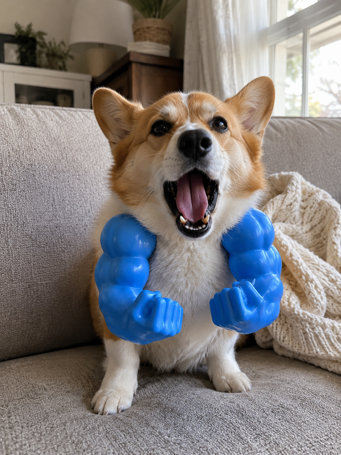 Customer pet wearing selected muscle arm color
