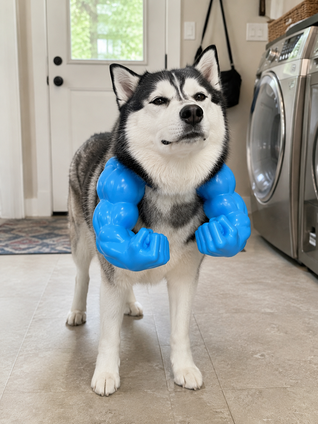 Customer pet wearing selected muscle arm color
