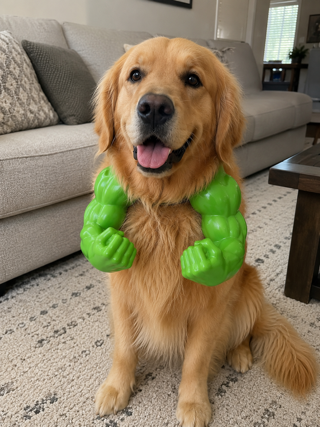 Customer pet wearing selected muscle arm color