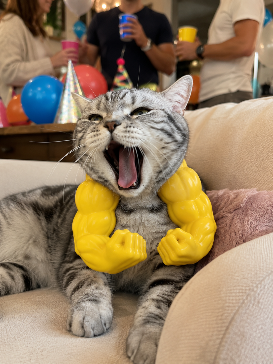 Customer pet wearing selected muscle arm color