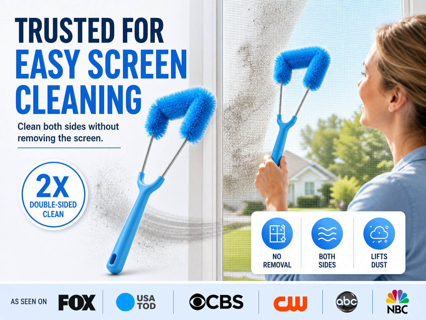 Trusted for easy screen cleaning with double-sided screen brush benefits.