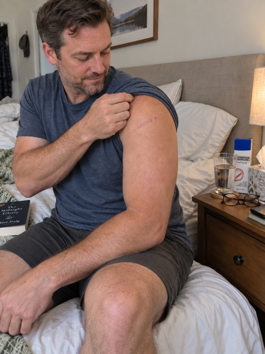 Customer showing a fully closed upper-arm surgical scar