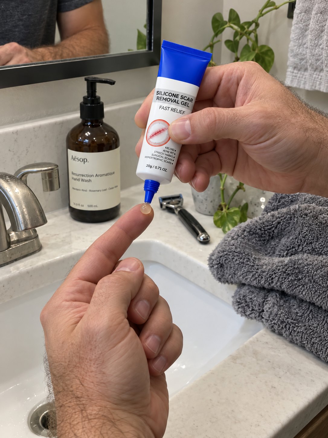 Customer dispensing a controlled amount of silicone gel