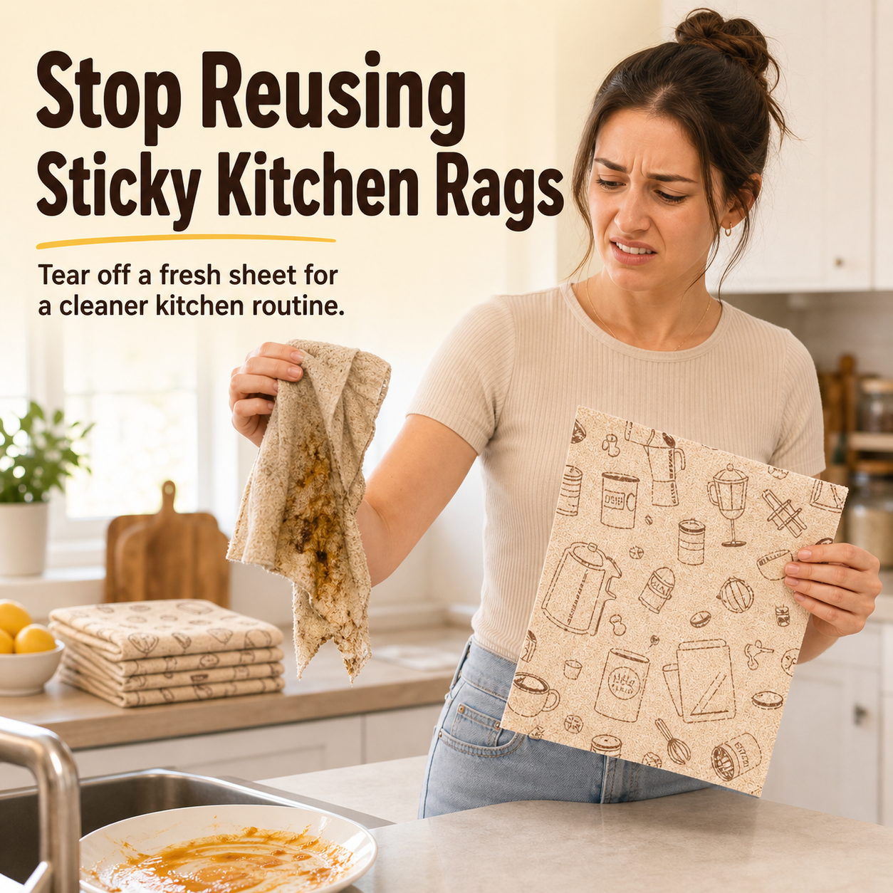 Stop reusing sticky kitchen rags