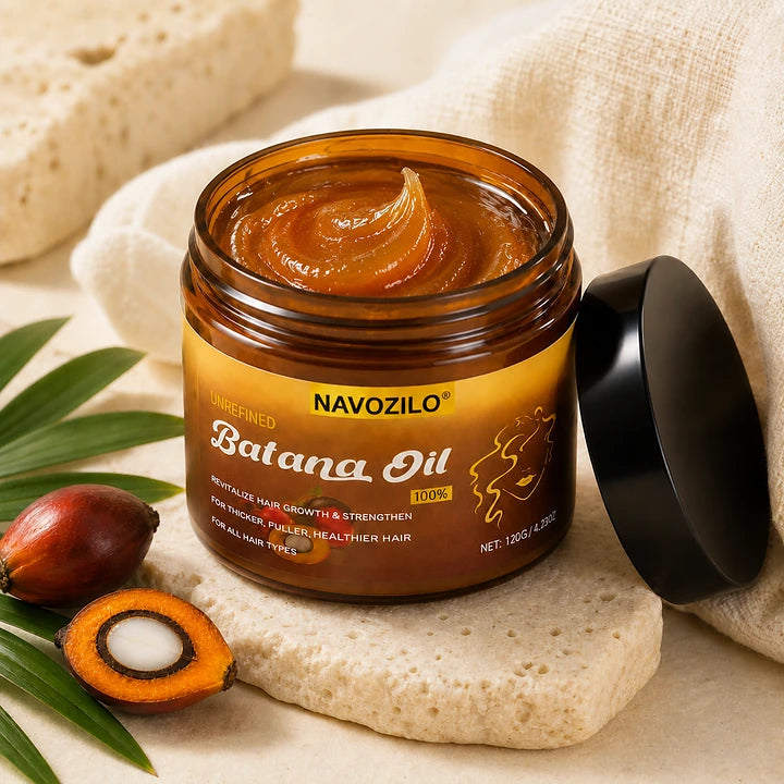 NAVOZILO Batana Oil jar with rich amber balm texture