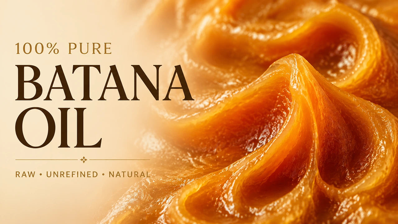 Close-up of rich amber Batana Oil balm texture