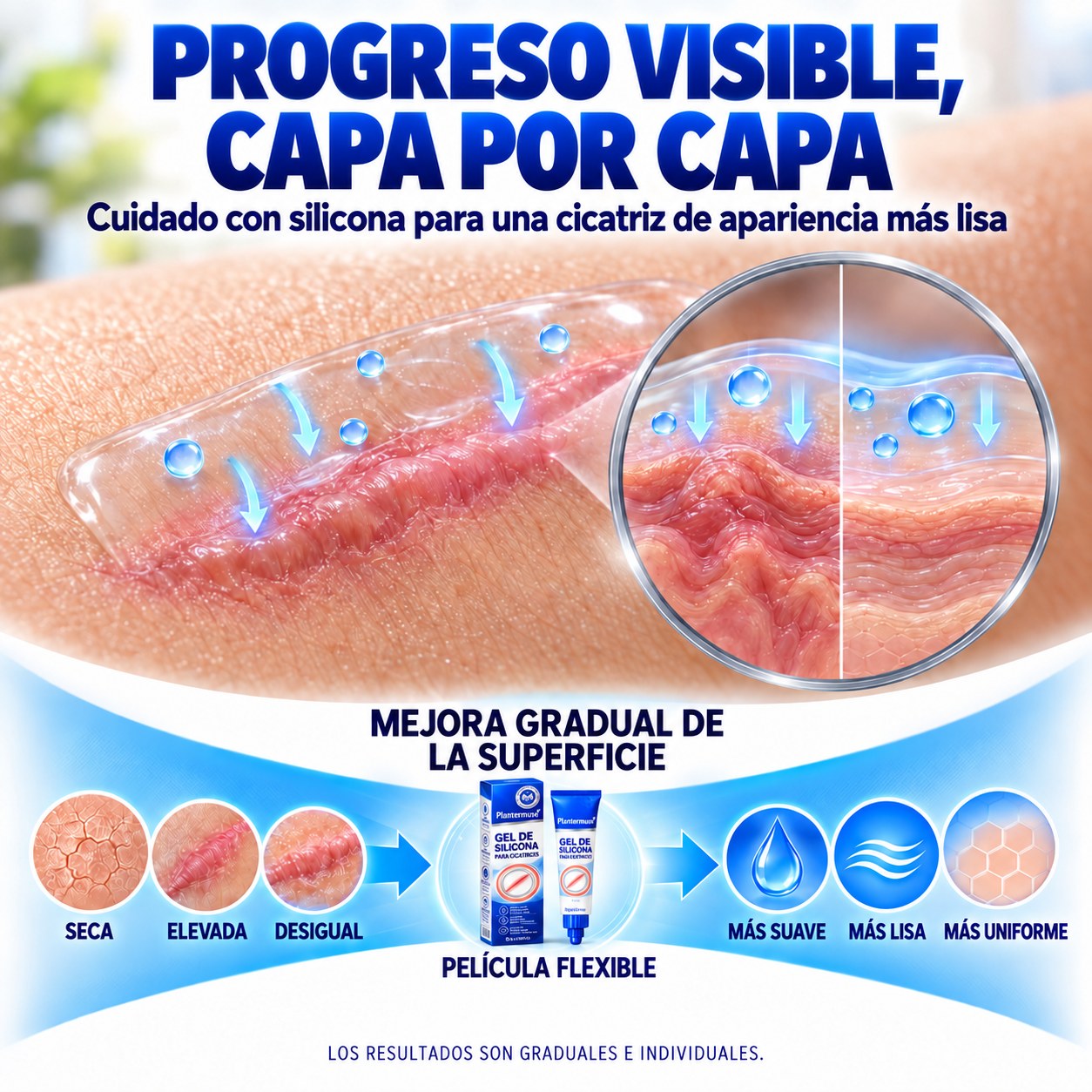 Cuidado con silicona capa por capa que favorece una mejora gradual de la superficie